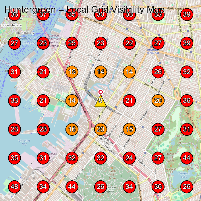 Huntergreen GeoGrid visibility map for Landscape Designer in Brooklyn
